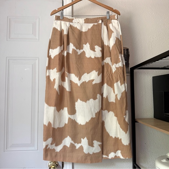 john meyer Dresses & Skirts - JOHN MEYER vintage tan white abstract camo cow‎ tie dye wrap style midi skirt